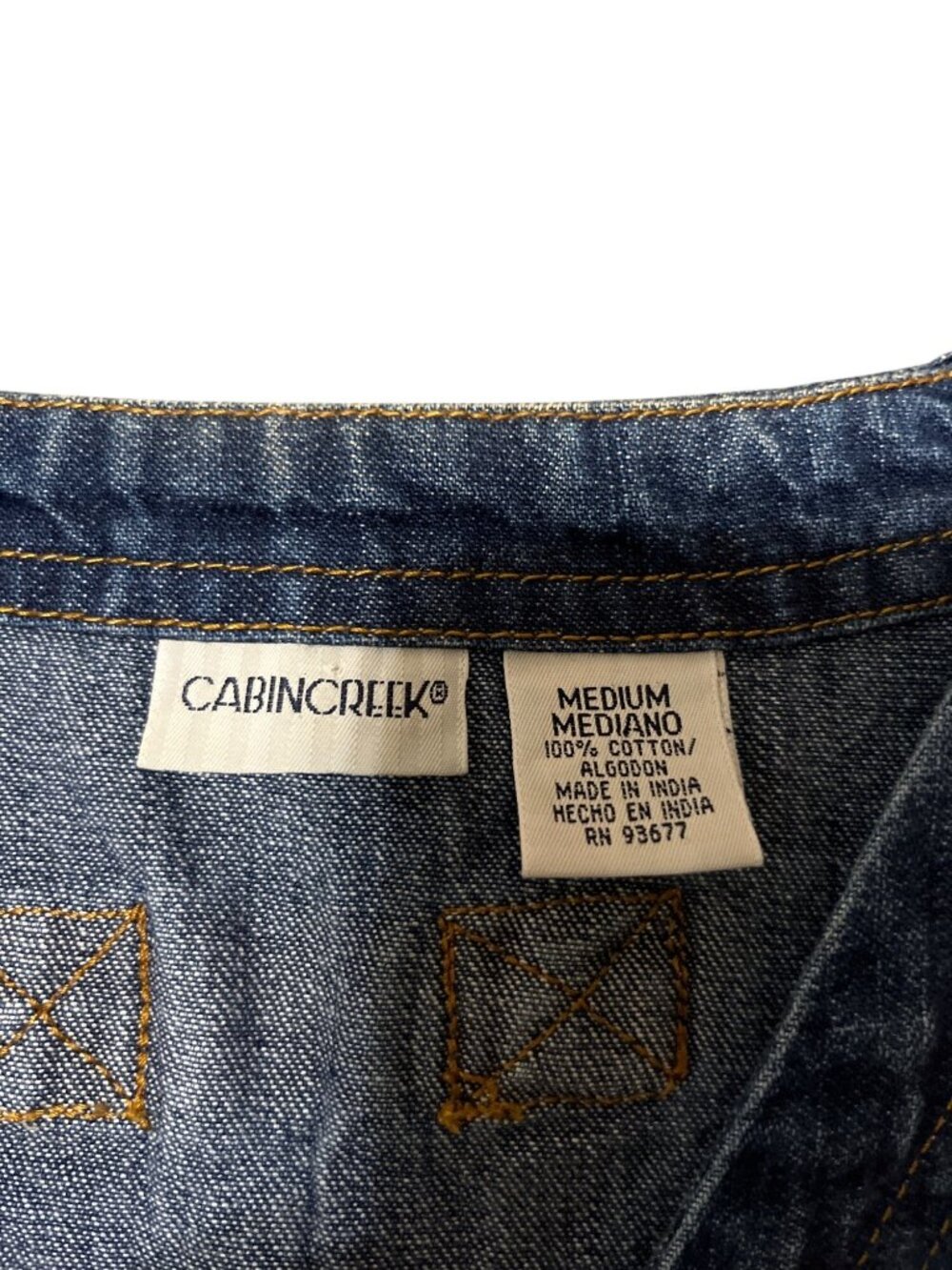 Cabin Creek Denim Vest Womens M Blue Button Front 100% Cotton Pockets Casual - Picture 5 of 10